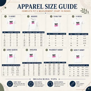 Size chart for Good Pretty Brush Script Back To School Yellow Outline with measurements in inches and cm to help choose the right fit