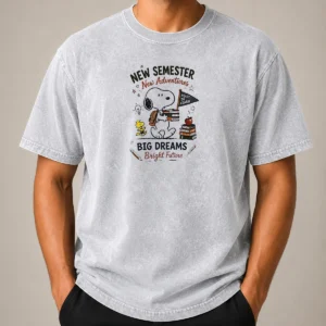 Good Top Snoopy New Semester New Adventures Big Dreams Bright Future Washed T-Shirt