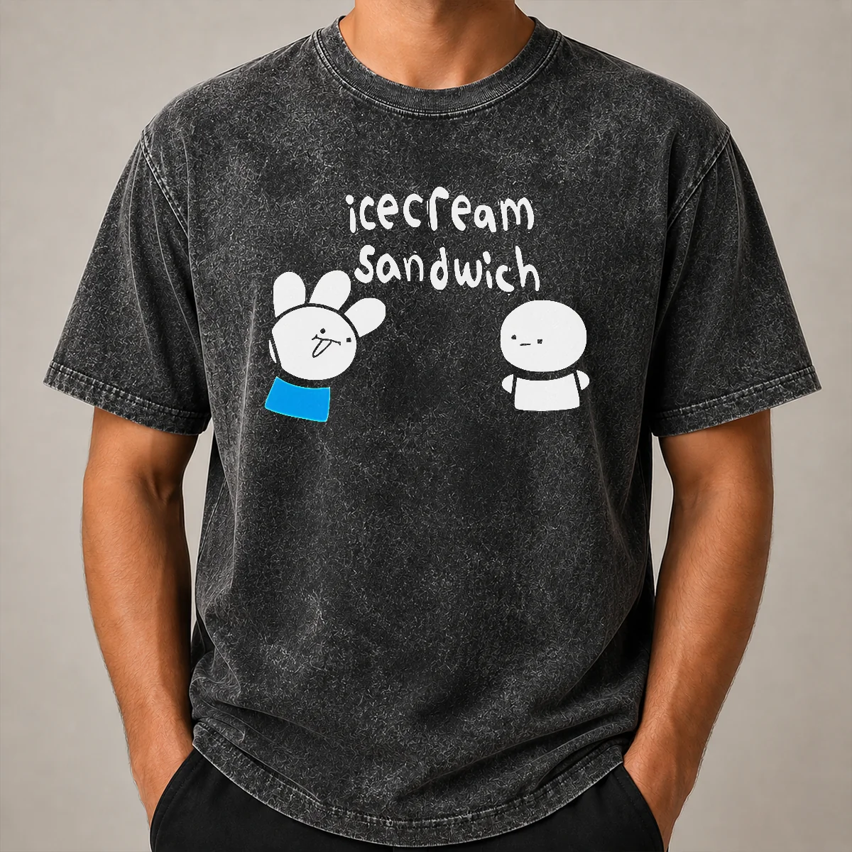 Happy Good Icecream Sandwich Characters Youtube Animation Washed T Shirt Happy Good Icecream Sandwich Characters Youtube Animation Washed T-Shirt