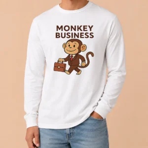 Happy Hot Monkey Business Professional Monkey With Briefcase Long Sleeve Shirt