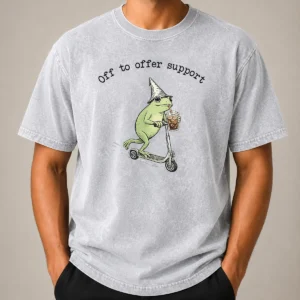 Hot Nice Support Staff Paraprofessional Back To School Frog Iced Coffee Washed T-Shirt