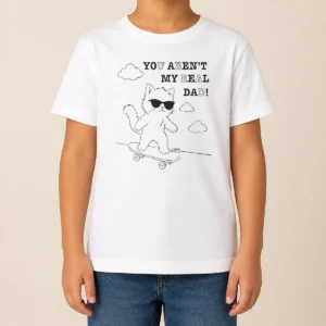 Hot Official You Aren'T My Real Dad Skater Cat Skateboard Kids T-Shirt