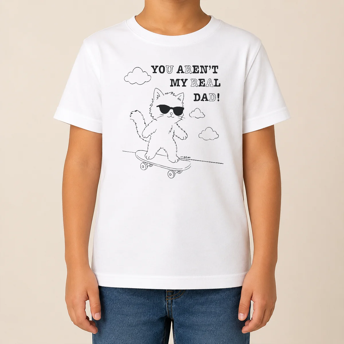 Hot Official You Aren'T My Real Dad Skater Cat Skateboard Kids T Shirt Hot Official You Aren'T My Real Dad Skater Cat Skateboard Kids T-Shirt
