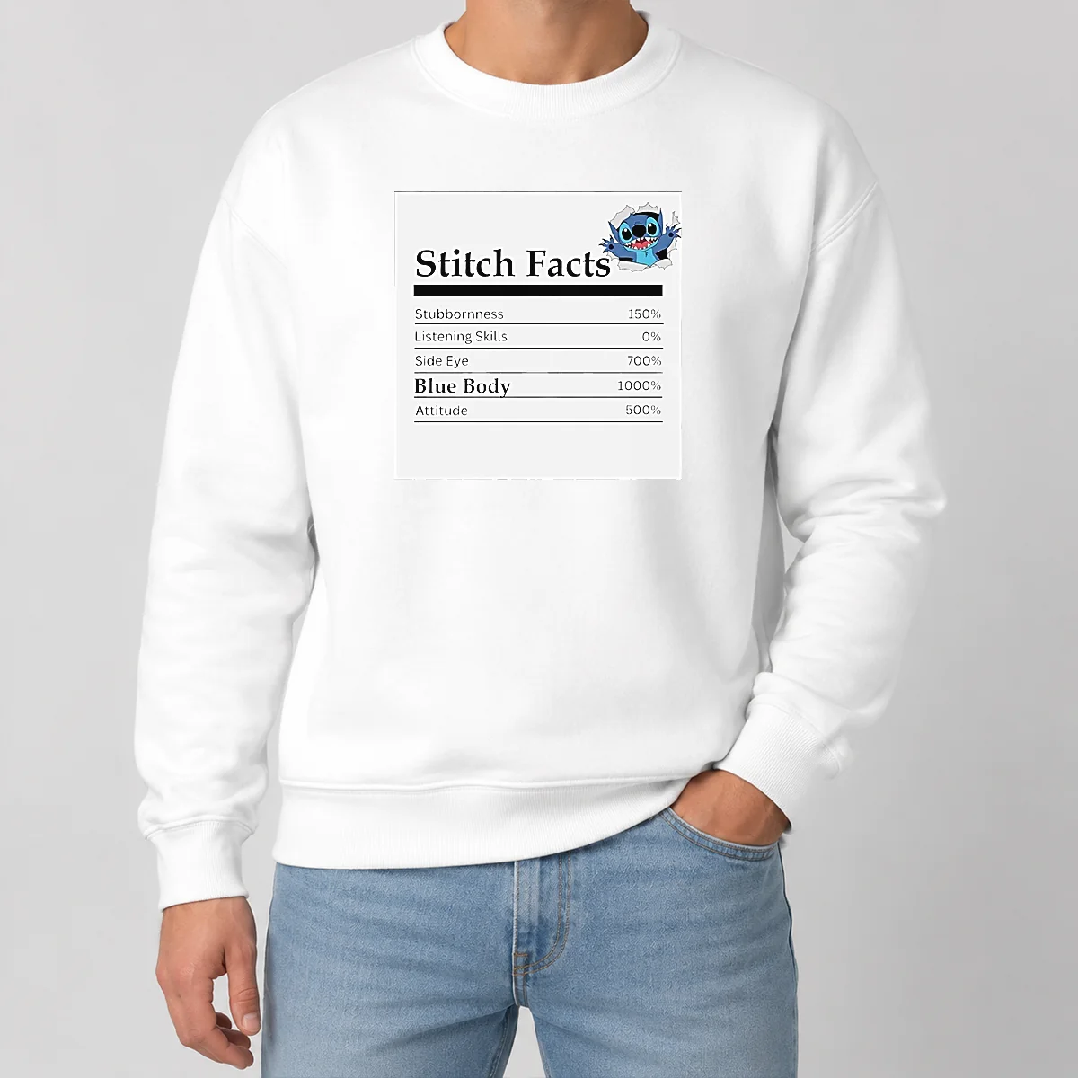 Hot Original Stitch Facts Stubbornness Listening Skills Side Eye Blue Body Attitude Sweater