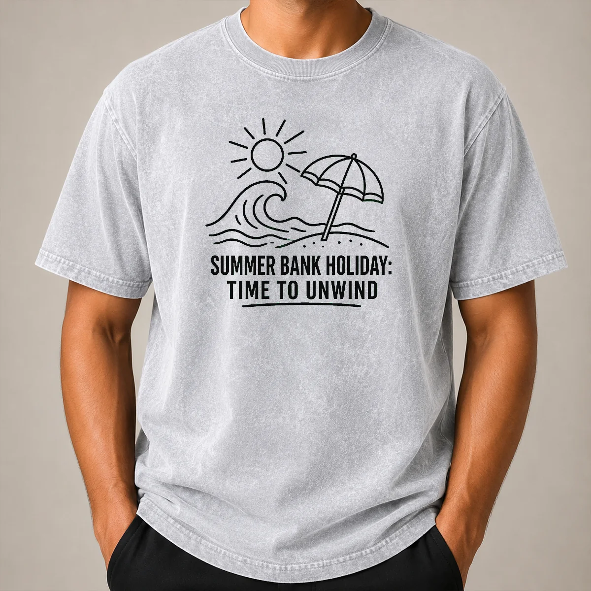 Hot Top Summer Bank Holiday Relaxation Line Art Washed T Shirt Hot Top Summer Bank Holiday Relaxation Line Art Washed T-Shirt