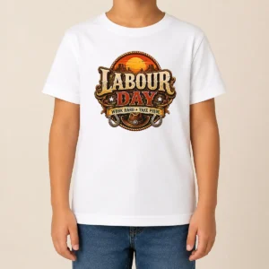 Nice Hot Western Labour Day Work Hard Take Pride Cowboy Kids T-Shirt