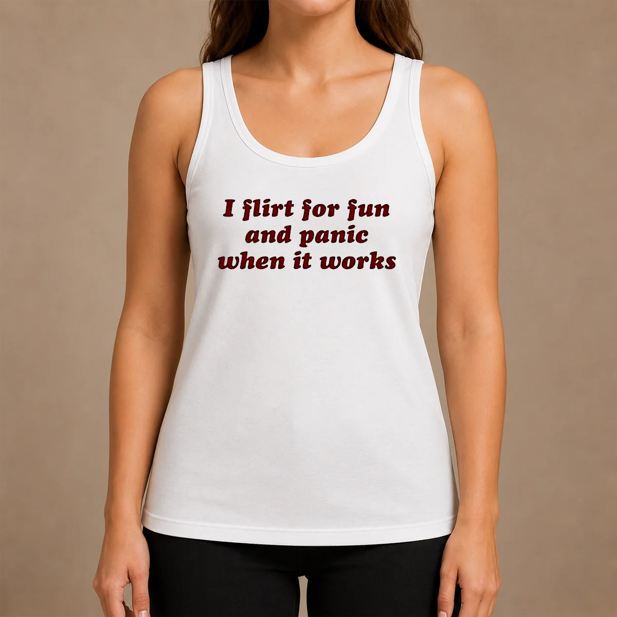 Nice I Flirt For Fun And Panic When It Works Funny Sarcastic Joke Slogan Tank Top Nice I Flirt For Fun And Panic When It Works Funny Sarcastic Joke Slogan Tank Top