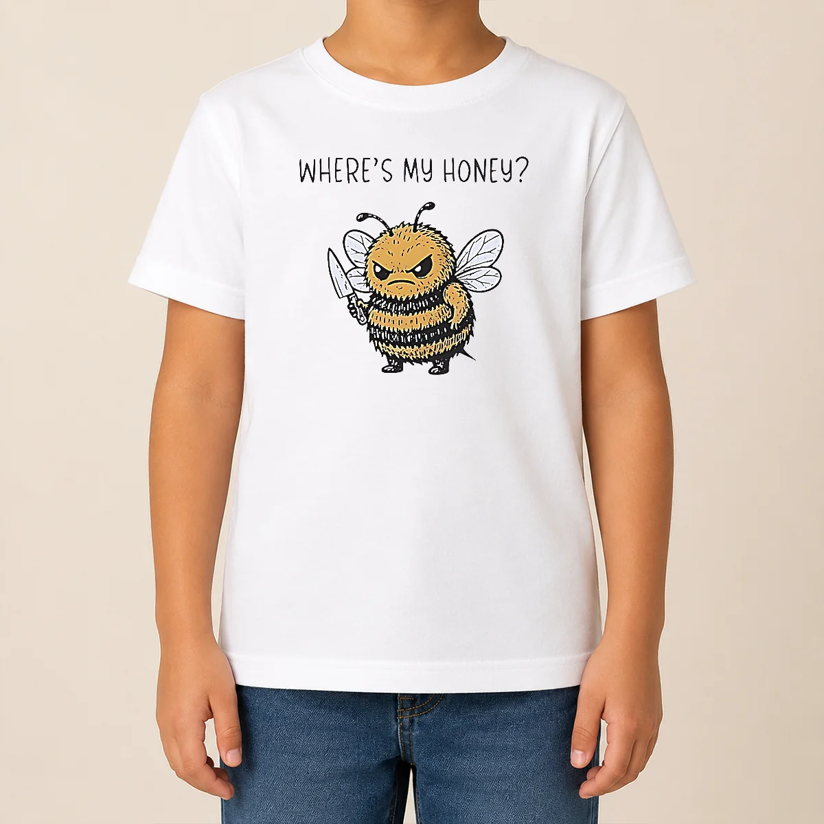 Nice Pretty Where'S My Honey Angry Bee With A Knife Kids T Shirt Nice Pretty Where'S My Honey Angry Bee With A Knife Kids T-Shirt