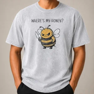Nice Pretty Where'S My Honey Angry Bee With A Knife Washed T-Shirt