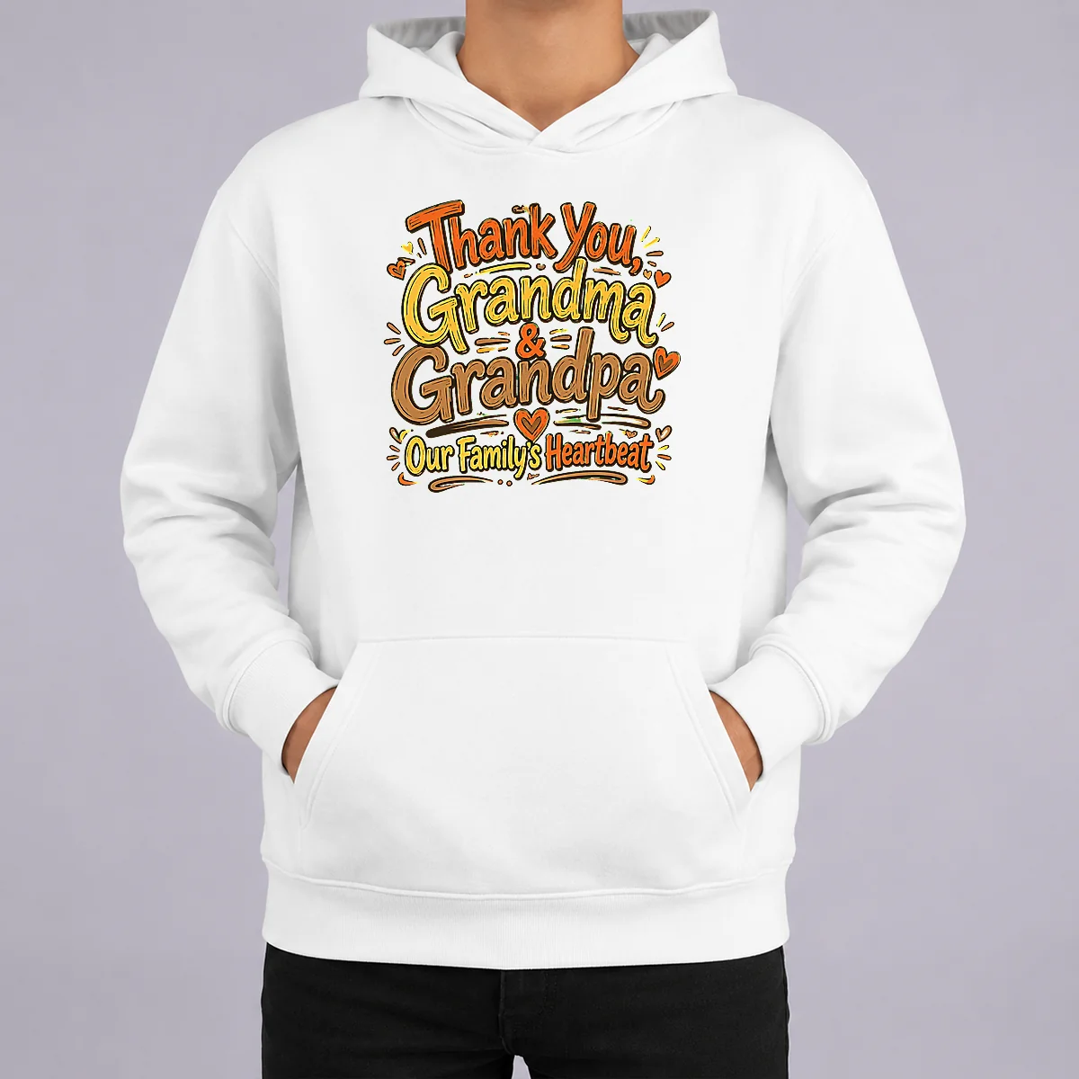 Official Funny Grandparents Day Thank You Heartbeat Doodle Hoodie Official Funny Grandparents Day Thank You Heartbeat Doodle Hoodie