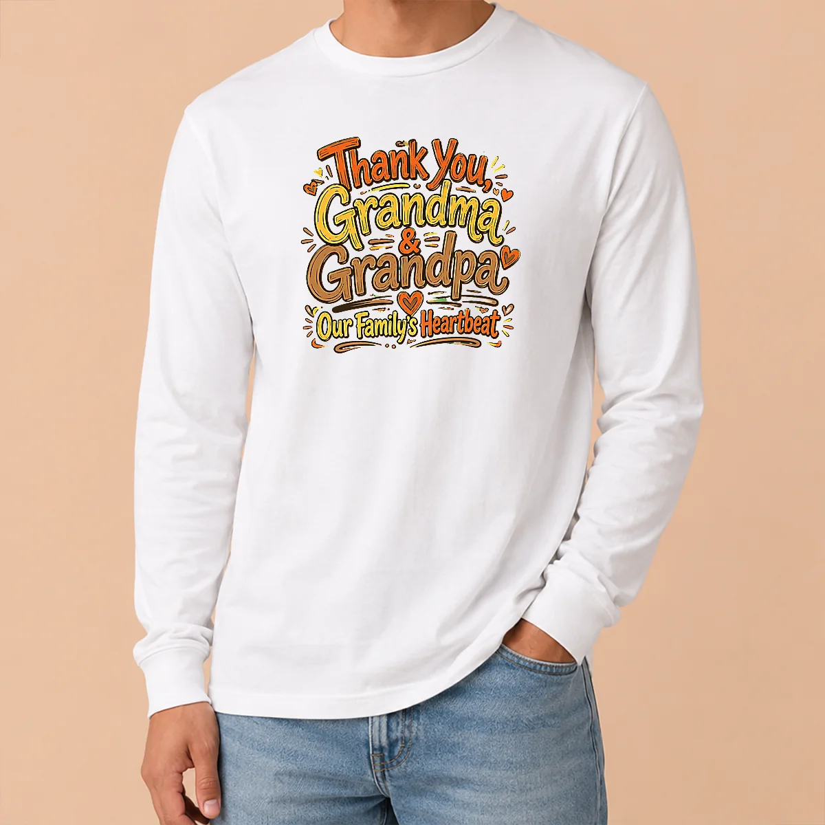 Official Funny Grandparents Day Thank You Heartbeat Doodle Long Sleeve Shirt Official Funny Grandparents Day Thank You Heartbeat Doodle Long Sleeve Shirt