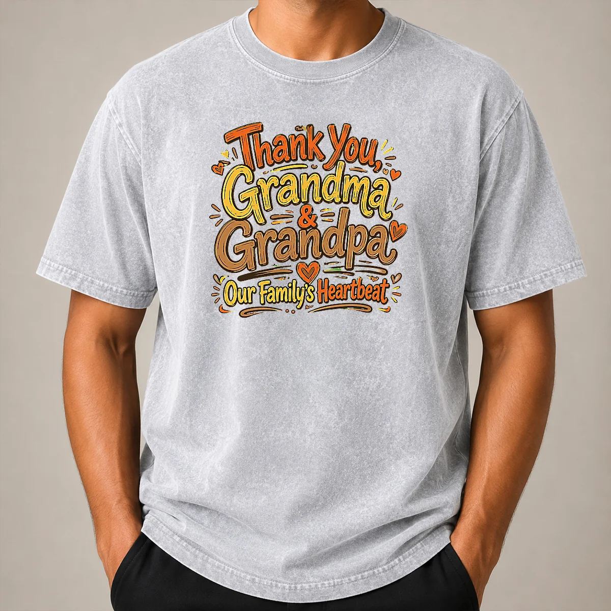 Official Funny Grandparents Day Thank You Heartbeat Doodle Washed T Shirt Official Funny Grandparents Day Thank You Heartbeat Doodle Washed T-Shirt