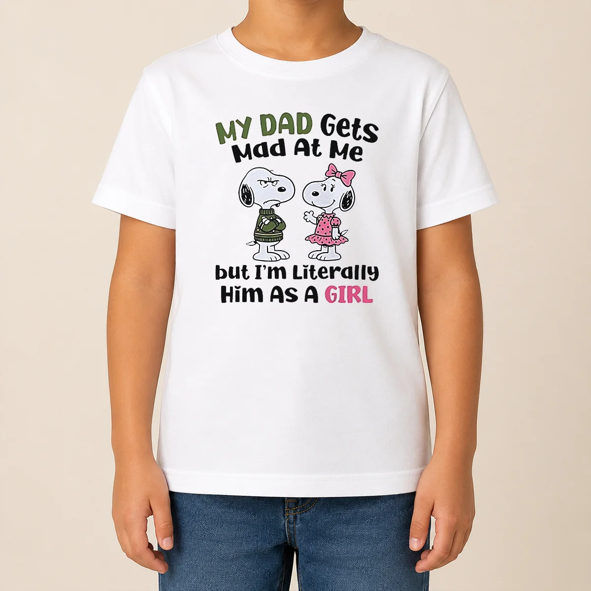Official Premium Snoopy My Dad Gets Mad At Me But I'M Literally Him As A Girl Kids T Shirt Official Premium Snoopy My Dad Gets Mad At Me But I'M Literally Him As A Girl Kids T-Shirt