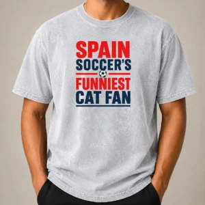 Official Premium Spain Soccer Cat Meme Funny Minimalist Washed T-Shirt