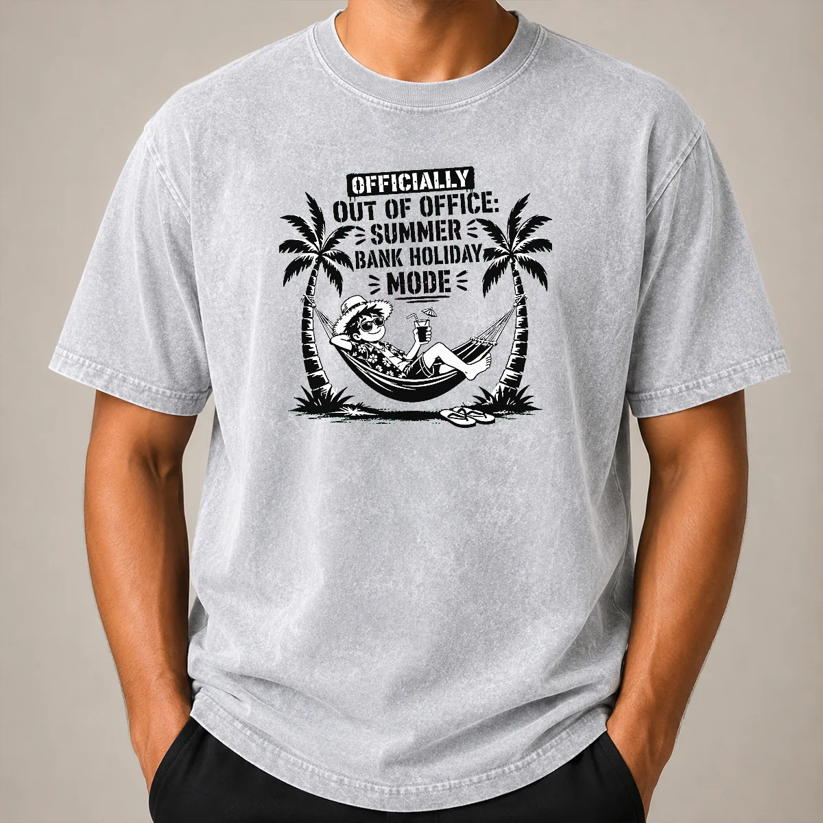 Original Pretty Summer Bank Holiday Stencil For Relaxed Vibes Washed T Shirt Original Pretty Summer Bank Holiday Stencil For Relaxed Vibes Washed T-Shirt