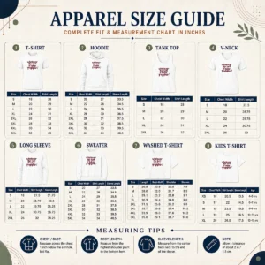Size chart for Original Whatever The Hell It Takes Topper Inspirational with measurements in inches and cm to help choose the right fit