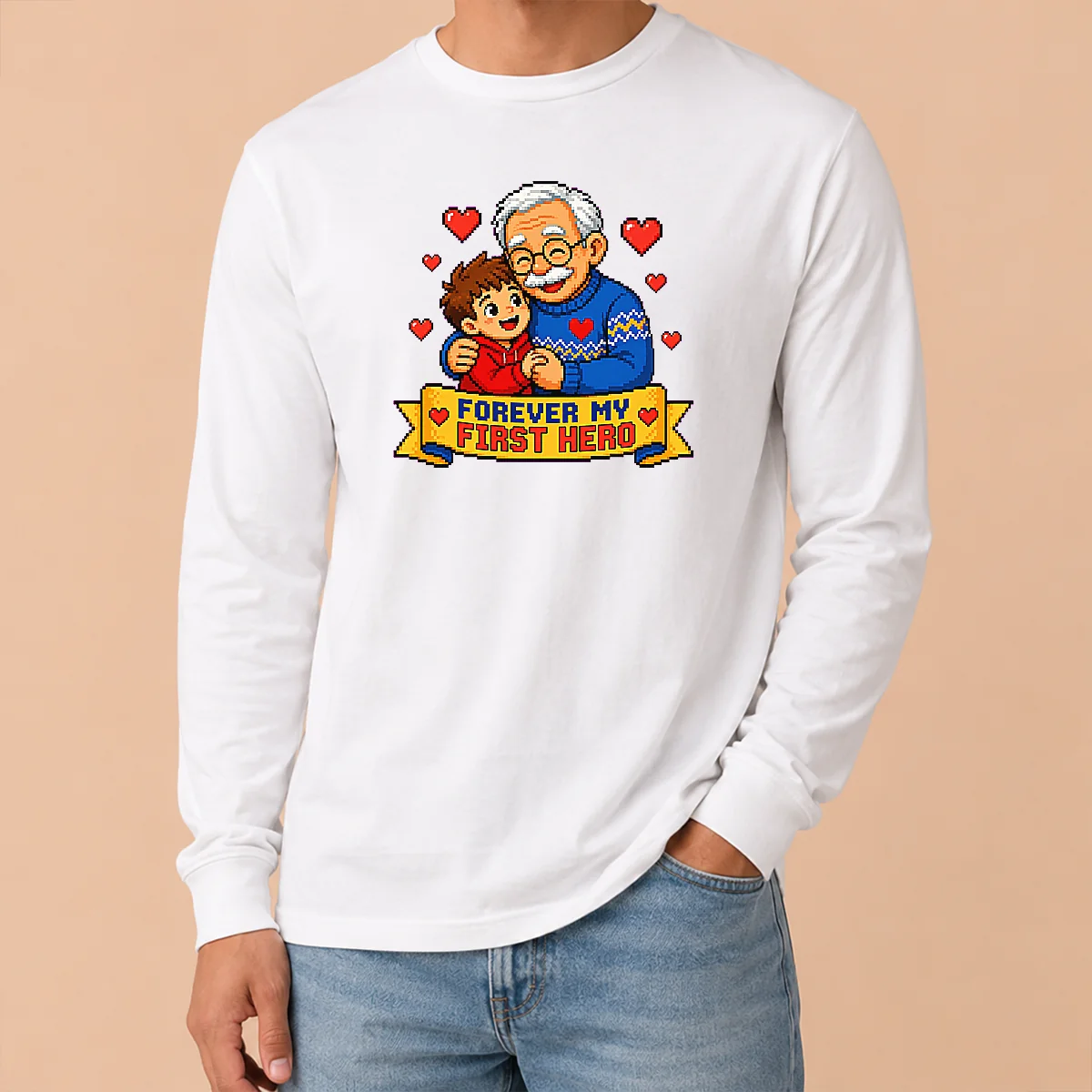 Perfect Pretty Grandparents Day Pixel Forever My First Hero Long Sleeve Shirt Perfect Pretty Grandparents Day Pixel Forever My First Hero Long Sleeve Shirt