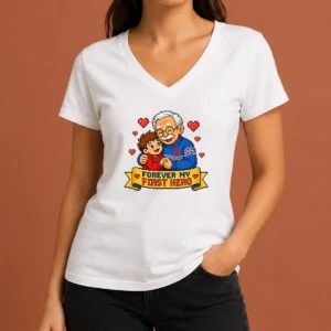Perfect Pretty Grandparents Day Pixel Forever My First Hero V-Neck Shirt