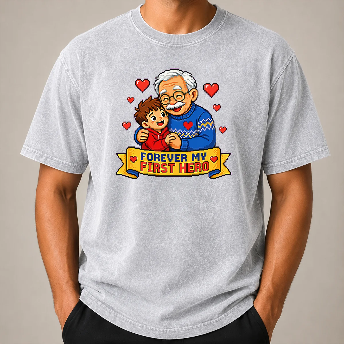 Perfect Pretty Grandparents Day Pixel Forever My First Hero Washed T Shirt Perfect Pretty Grandparents Day Pixel Forever My First Hero Washed T-Shirt