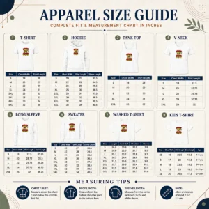 Size chart for Premium Nice Spain Soccer Cat Meme Funny Soccer Vector with measurements in inches and cm to help choose the right fit