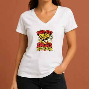 Premium Nice Spain Soccer Cat Meme Funny Soccer Vector V-Neck Shirt