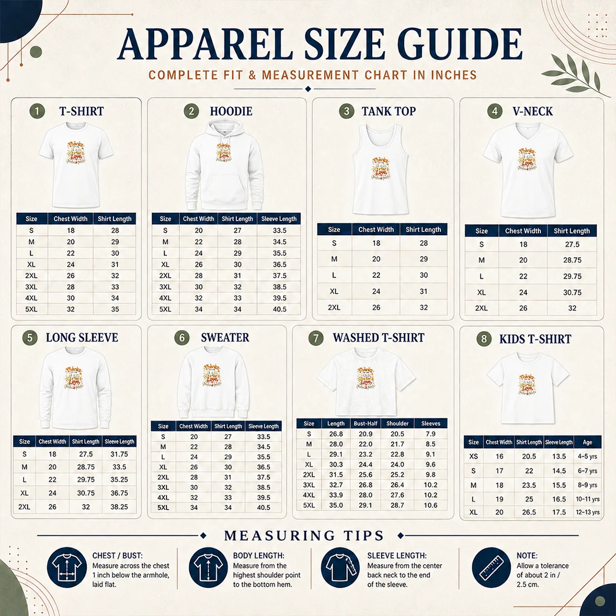 Premium Original Grandparents Day Thank You Doodle For Family Love Size Chart Size chart for Premium Original Grandparents Day Thank You Doodle For Family Love with measurements in inches and cm to help choose the right fit