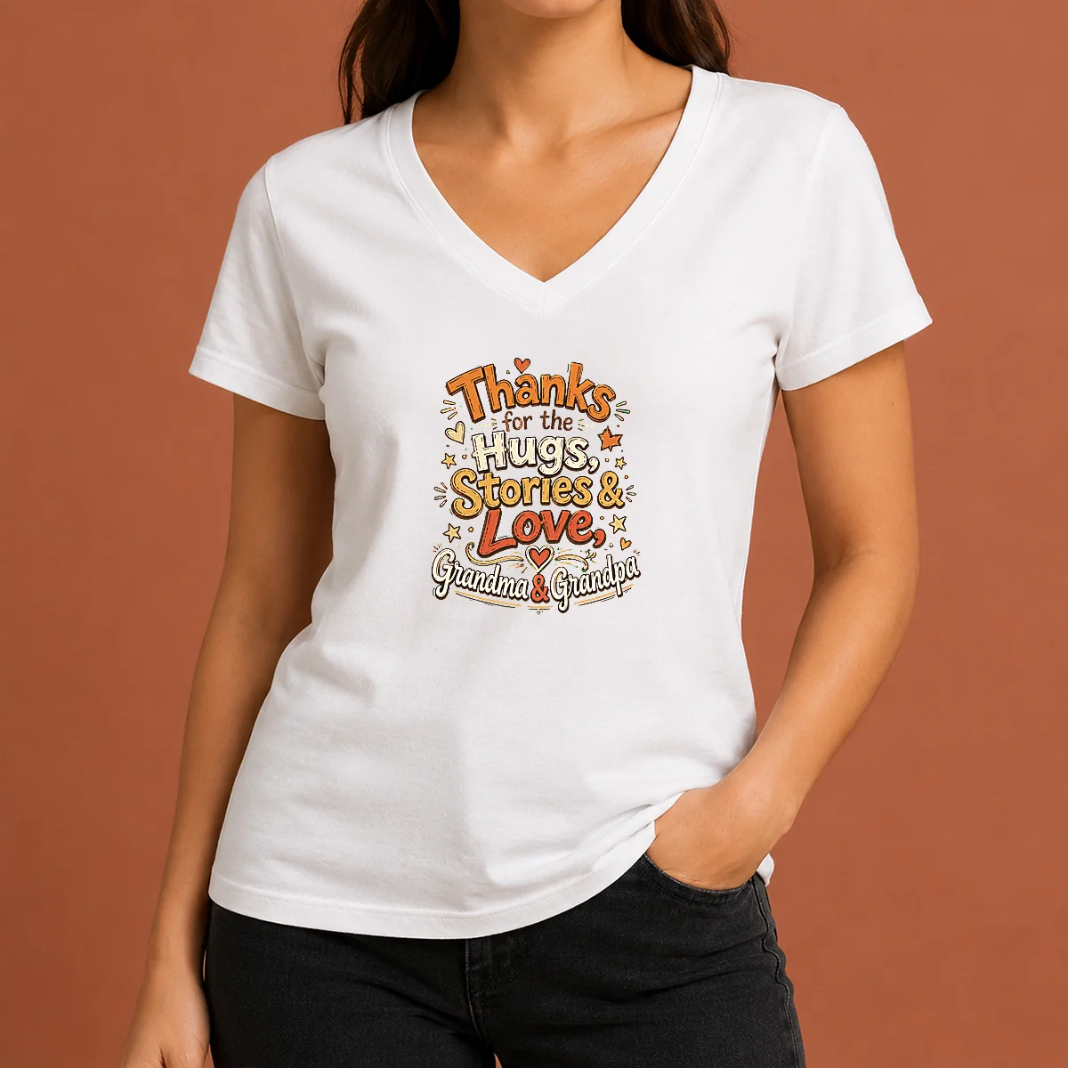 Premium Original Grandparents Day Thank You V-Neck Shirt Premium Original Grandparents Day Thank You V-Neck Shirt