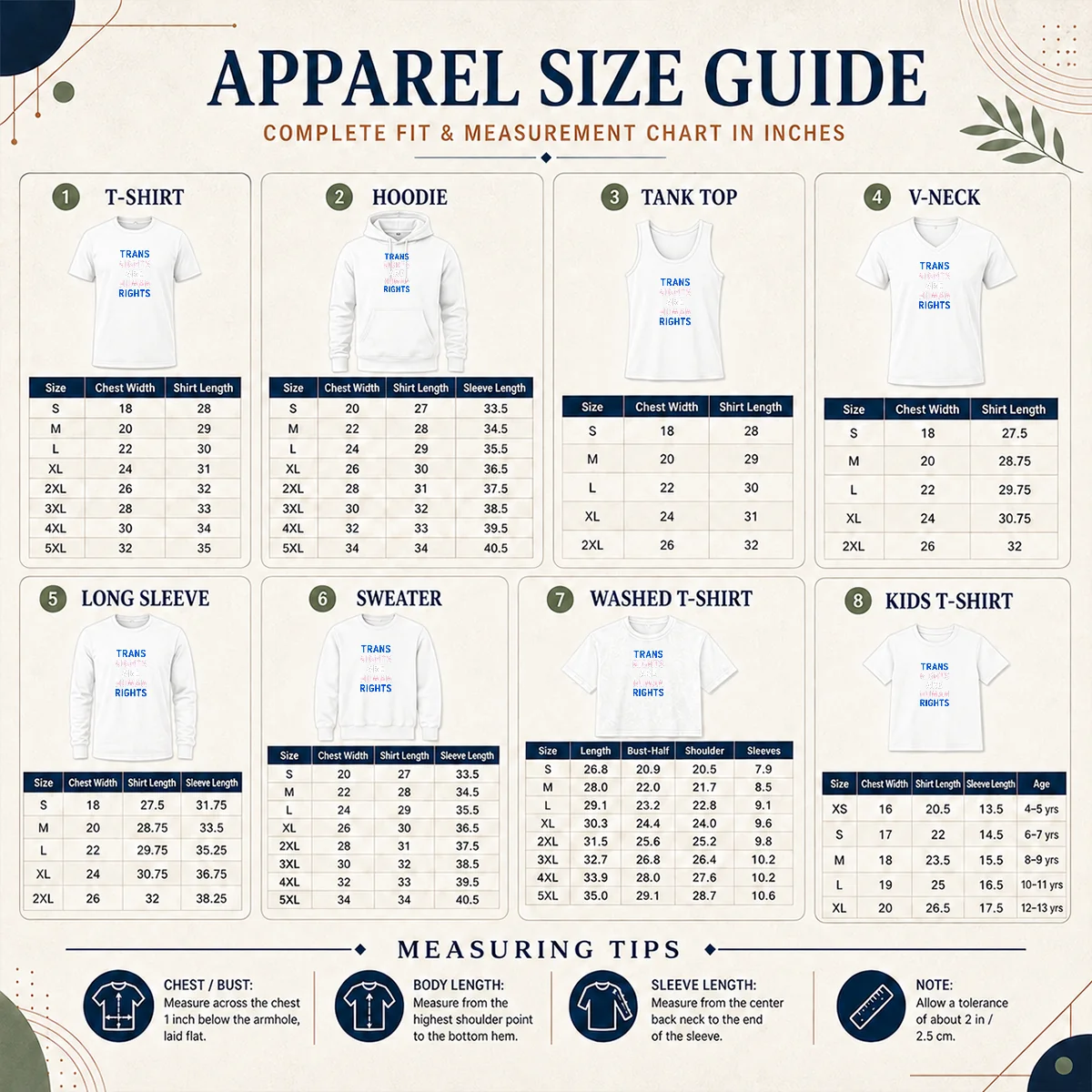 Premium Stefanie Dolson Trans Rights Are Human Rights Size Chart Size chart for Premium Stefanie Dolson Trans Rights Are Human Rights with measurements in inches and cm to help choose the right fit