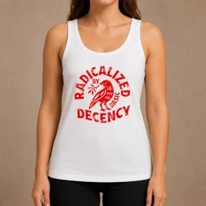 Top Radicalized By Basic Decency Distressed Bird Tank Top