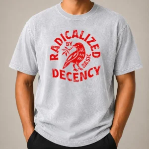 Top Radicalized By Basic Decency Distressed Bird Washed T-Shirt
